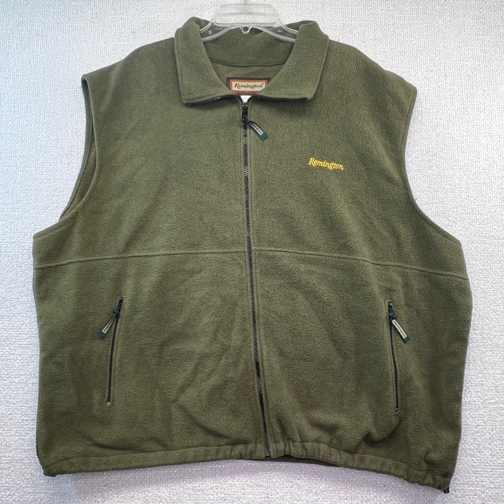 Remington Men's XXL OD‎ Green Full Zip Fleece Vest Outdoor Hunting Zip Pockets